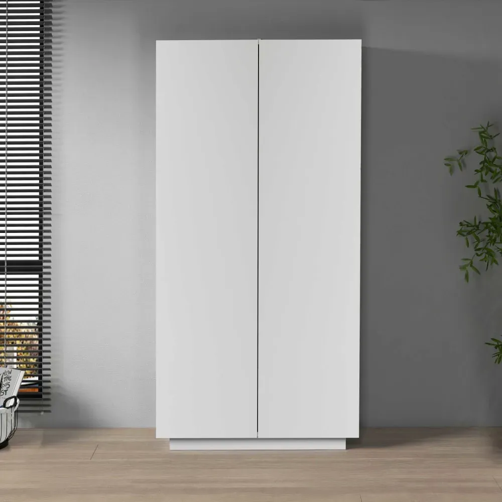 Illustration numéro 2 du produit Armoire multifonction 2 portes 79,20 cm effet bois blanc mat