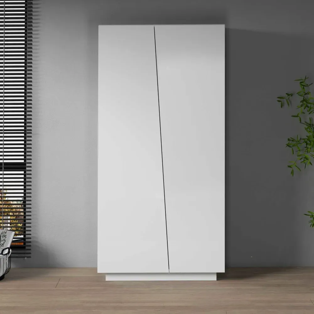 Illustration numéro 2 du produit Armoire multifonction 2 portes 79,20 cm effet bois blanc mat