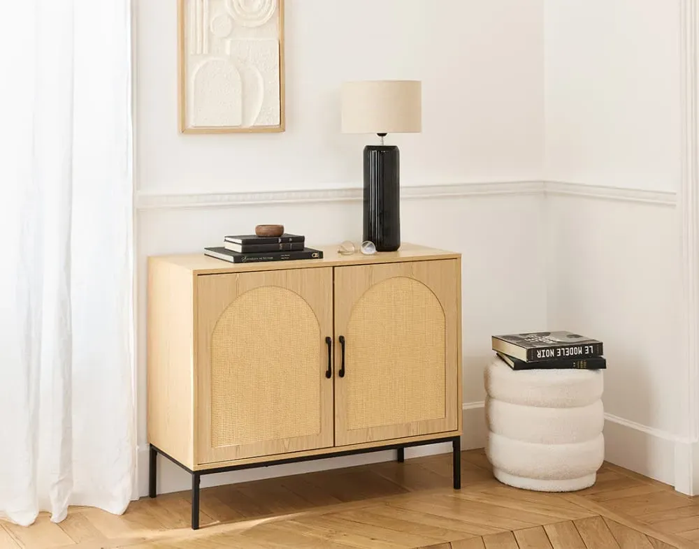 Illustration numéro 2 du produit Buffet bas contemporain 100 cm bois / noir