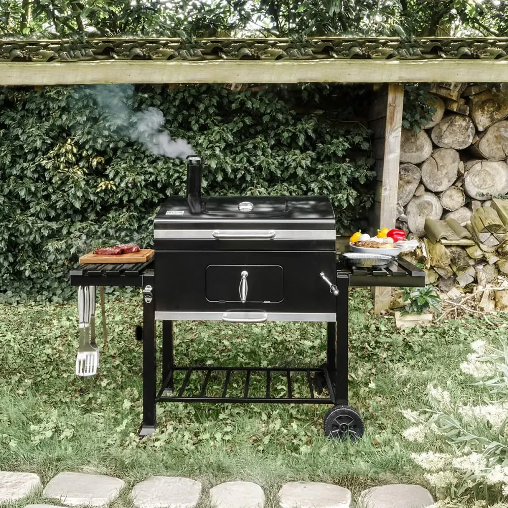 Illustration numéro 2 du produit Barbecue à charbon en acier émaillé noir, grille 77cm