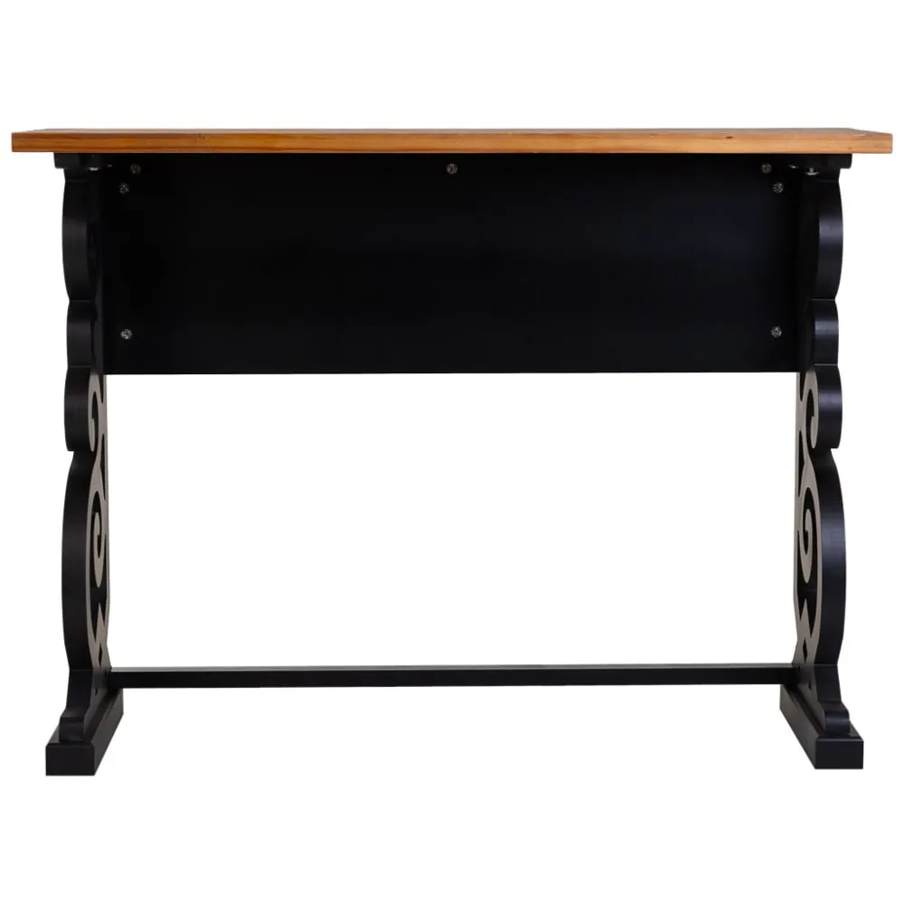 Illustration numéro 2 du produit Meuble d'entrée en bois laqué noir vieilli 106x36x79h cm