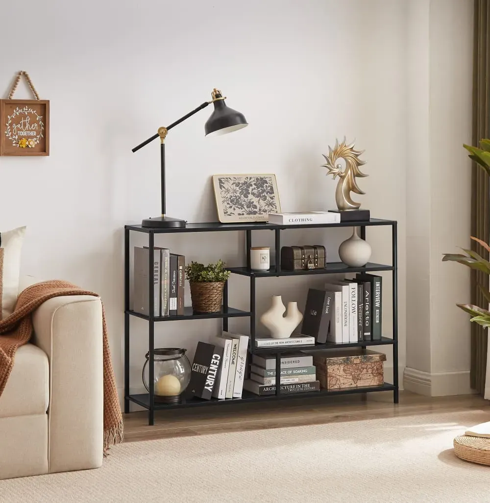 Illustration numéro 2 du produit Etagère industrielle avec rangements de 5 niveaux en métal noir