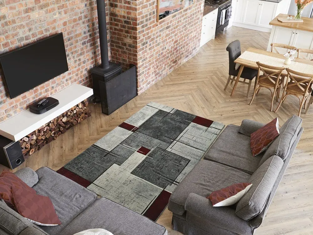 Illustration numéro 2 du produit Tapis moderne gris/rouge 140x200 cm