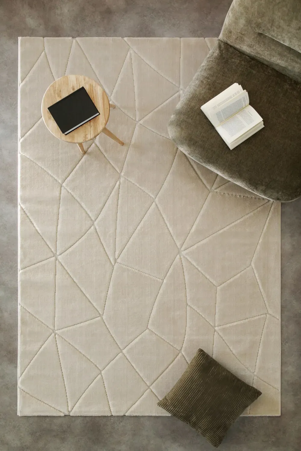 Illustration numéro 2 du produit Tapis à relief effet optique beige sable 160x230