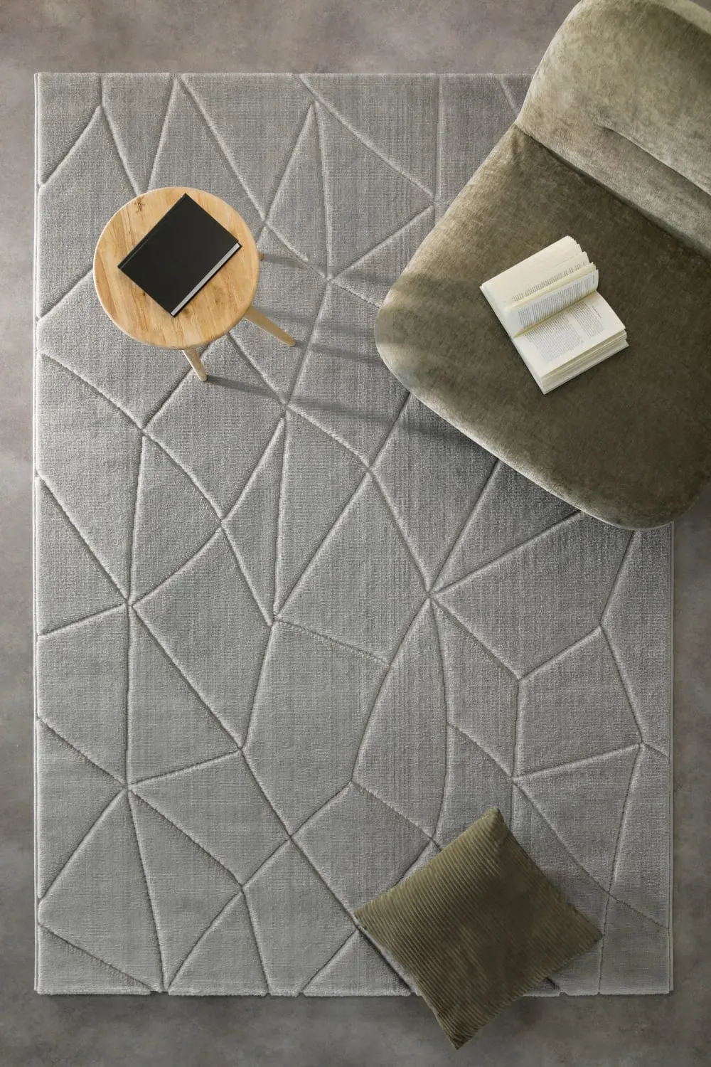 Illustration numéro 2 du produit Tapis à relief effet optique gris clair 160x230