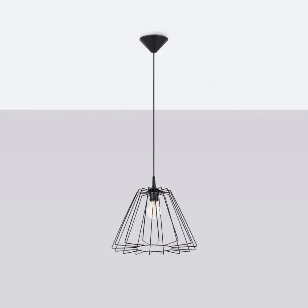 Illustration numéro 2 du produit Lampe à suspension acier noir H 91 cm