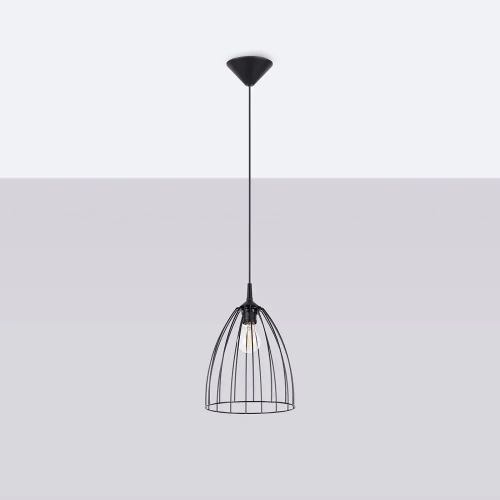 Illustration numéro 2 du produit Lampe à suspension acier noir H 92 cm