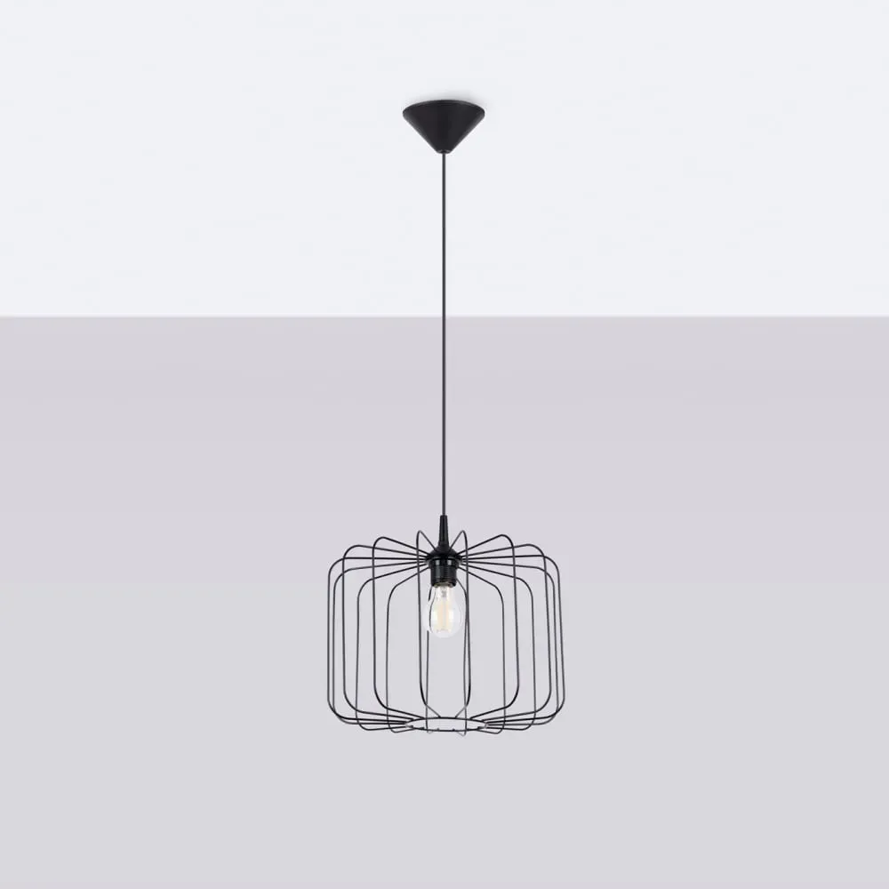Illustration numéro 2 du produit Lampe à suspension acier noir H 91 cm