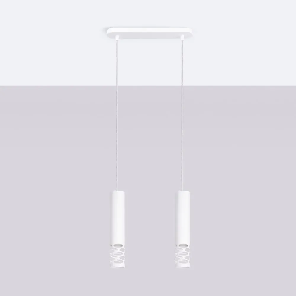 Illustration numéro 2 du produit Lampe à suspension acier blanc H 125 cm