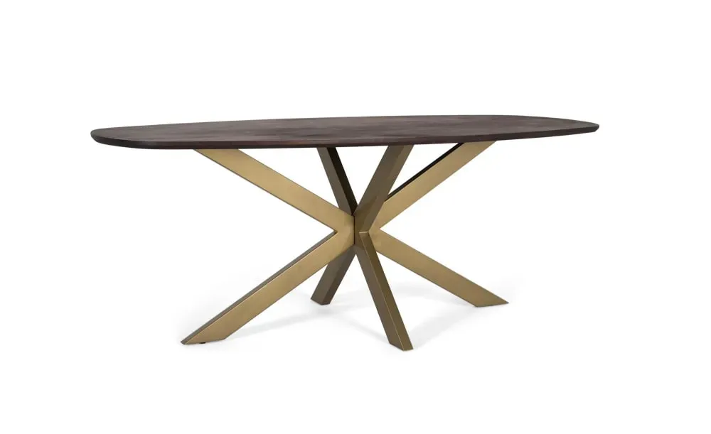 Illustration numéro 2 du produit Table à manger ovale en bois d'acacia et pieds en métal 200 cm