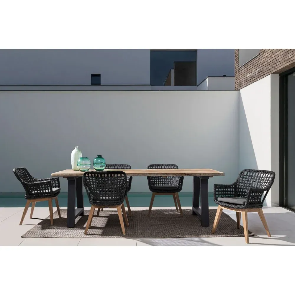 Illustration numéro 2 du produit Table de jardin en teck et métal anthracite L240 10 places