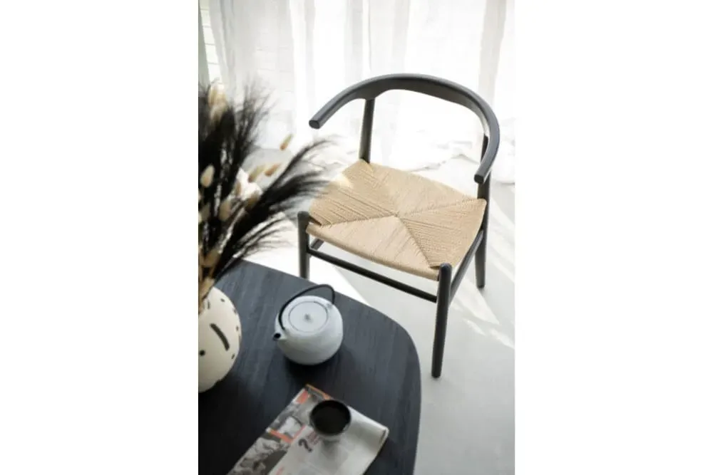 Illustration numéro 2 du produit Chaises de salle à manger en corde et bois de hêtre noir