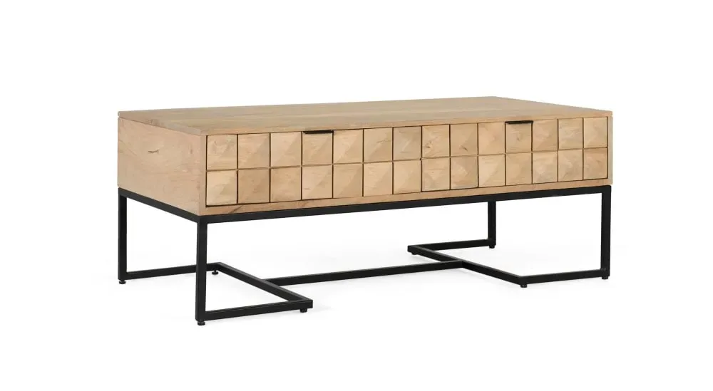 Illustration numéro 2 du produit Table basse en bois de manguier sculptée à la main 120 cm