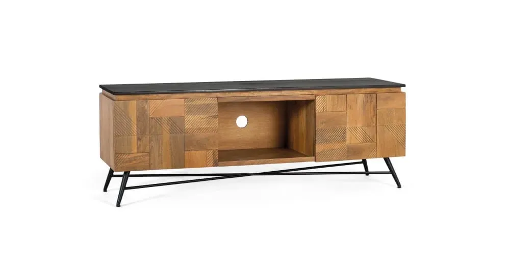 Illustration numéro 2 du produit Meuble TV en bois de manguier finition naturelle 150 cm