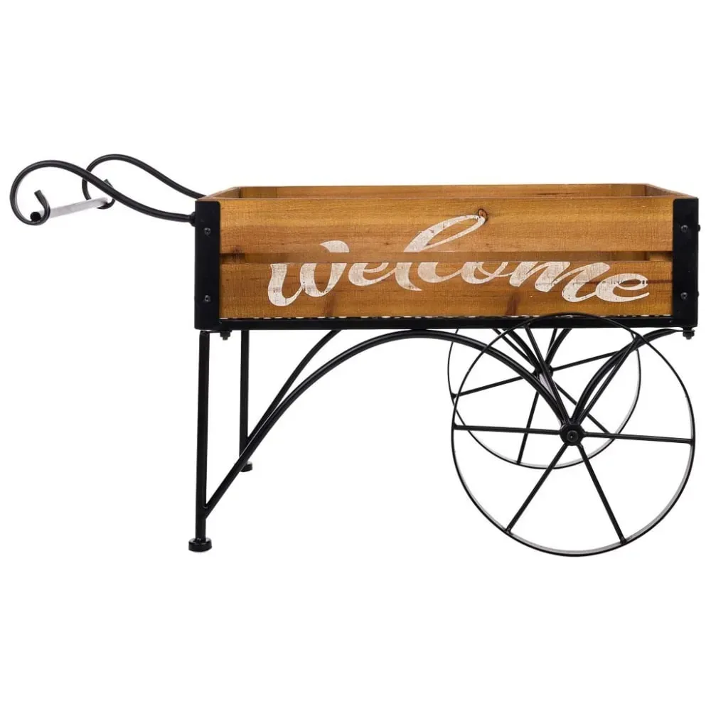 Illustration numéro 2 du produit Brouette en bois et métal 62x32x40,5h cm