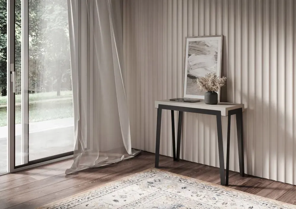 Illustration numéro 2 du produit Console extensible effet bois gris cachemire 90x40/196 cm