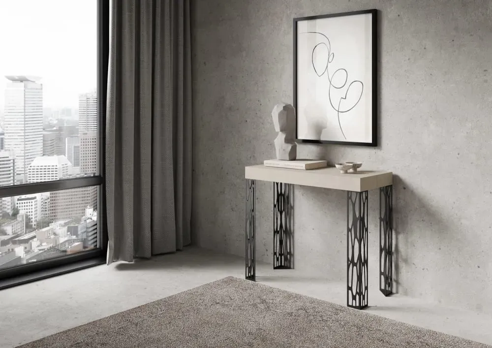 Illustration numéro 2 du produit Console extensible effet bois gris cachemire 90x40/300 cm