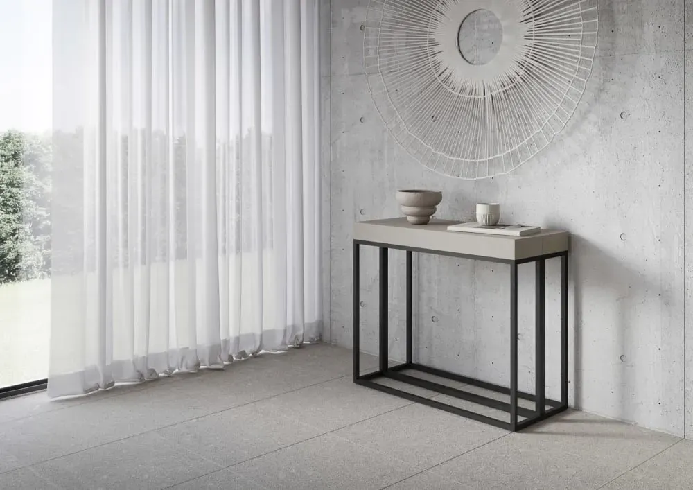 Illustration numéro 2 du produit Console extensible effet bois gris cachemire 90x40/300 cm