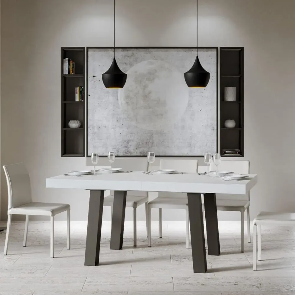 Illustration numéro 2 du produit Table extensible effet bois frêne blanc 90x200/304 cm