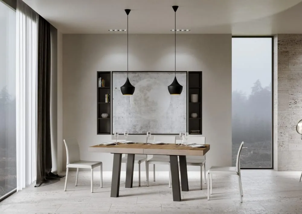 Illustration numéro 2 du produit Table extensible effet bois noyer 90x200/460 cm