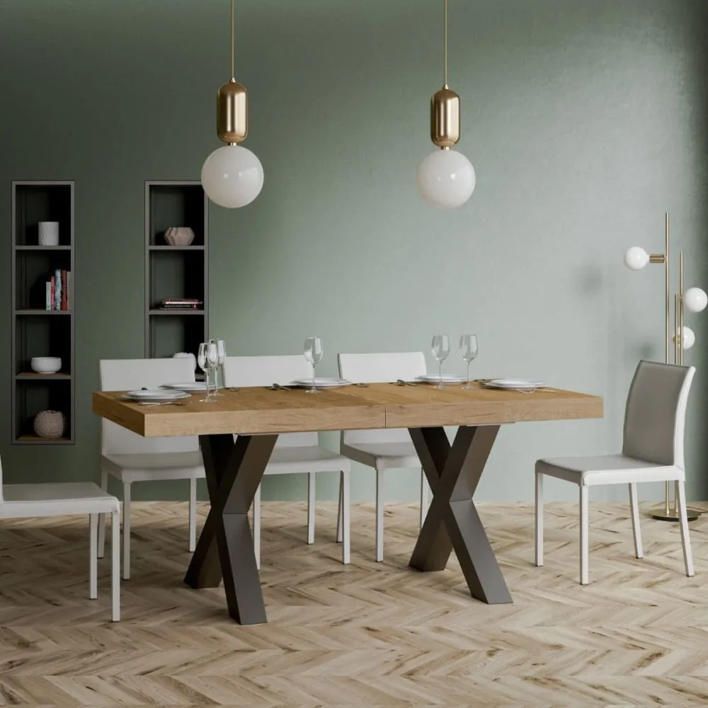 Illustration numéro 2 du produit Table extensible effet bois chêne nature 90x180/284 cm