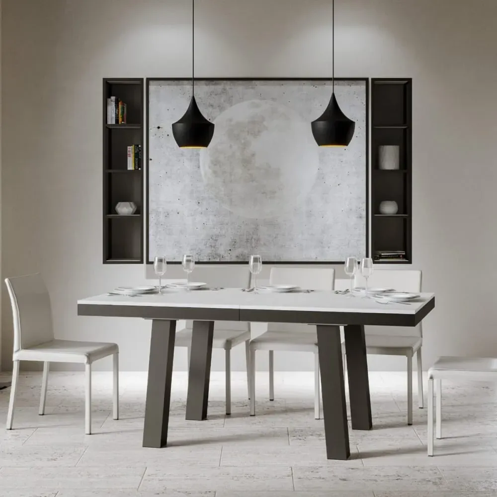 Illustration numéro 2 du produit Table extensible effet bois frêne blanc 90x160/264 cm