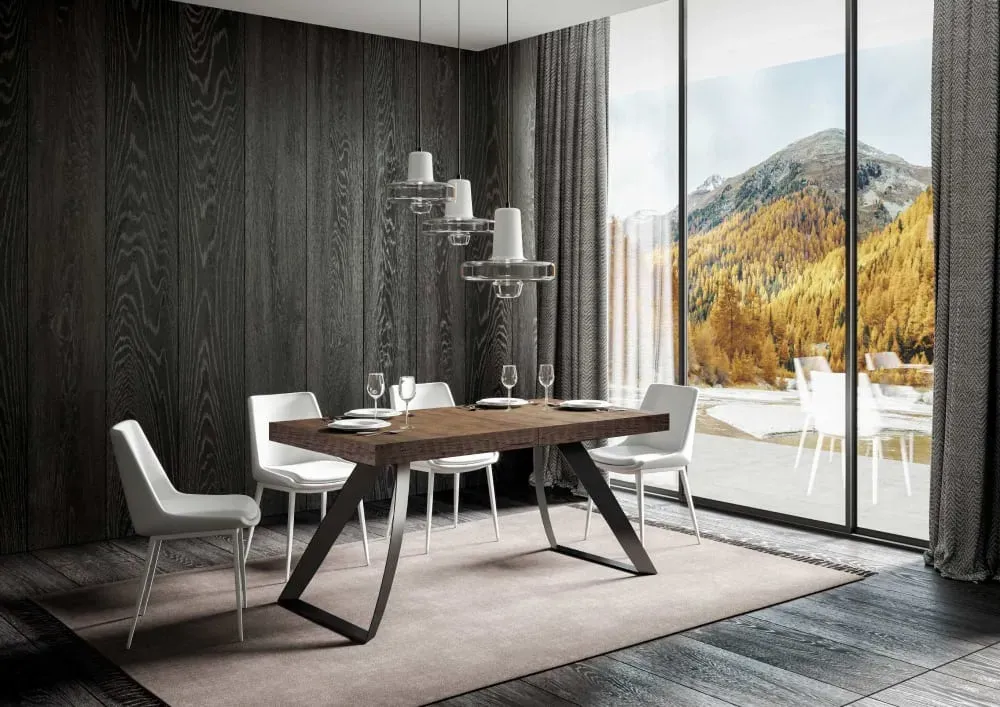 Illustration numéro 2 du produit Table extensible effet bois noyer 90x180/440 cm