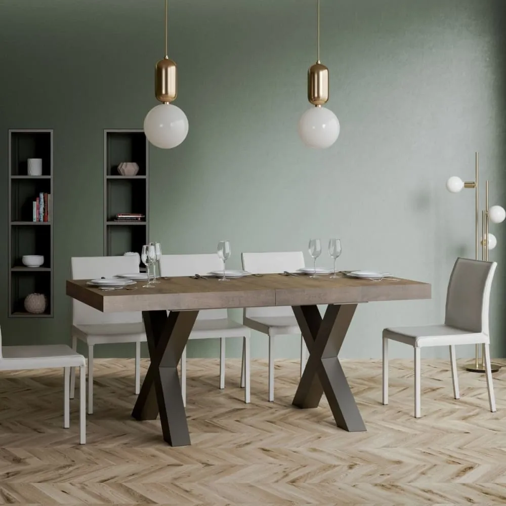 Illustration numéro 2 du produit Table extensible effet bois noyer 90x200/460 cm