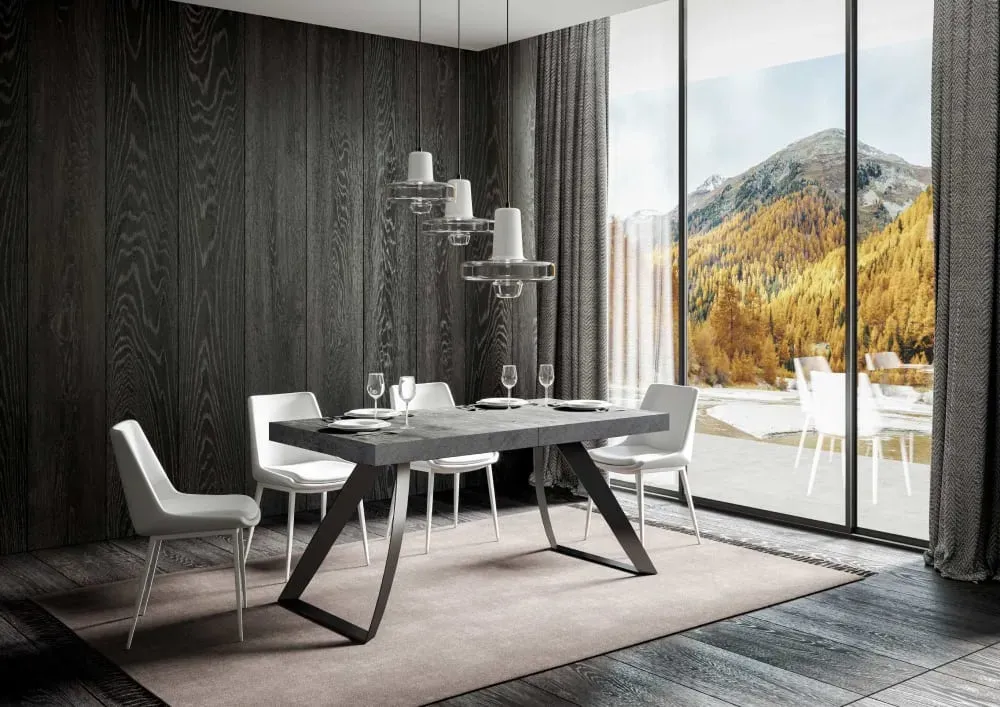 Illustration numéro 2 du produit Table extensible effet béton gris 90x200/460 cm
