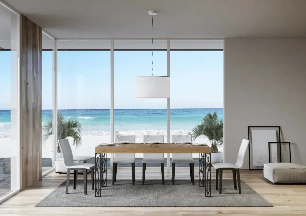 Illustration numéro 2 du produit Table extensible effet bois chêne nature 90x160/264 cm