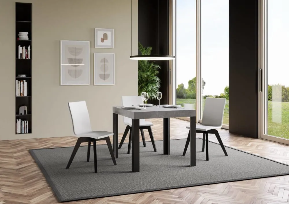 Illustration numéro 2 du produit Table extensible effet béton gris 90x90/246 cm
