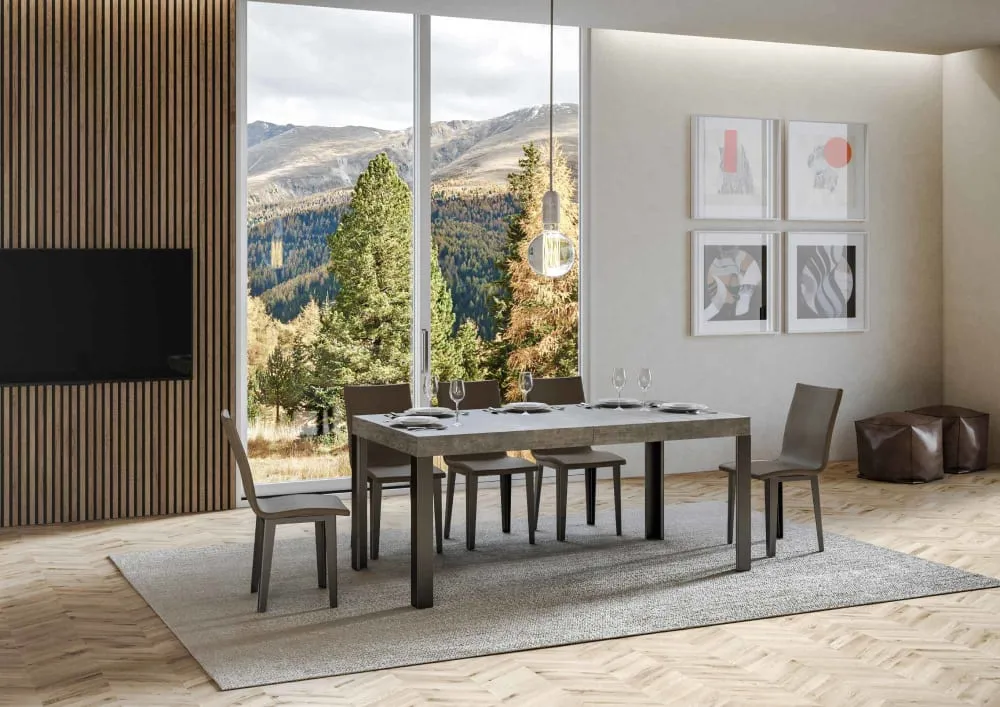 Illustration numéro 2 du produit Table extensible effet béton gris 80x160/244 cm
