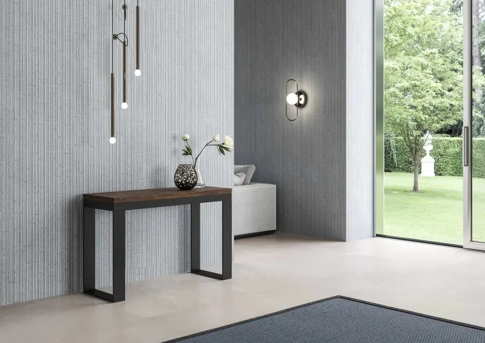 Illustration numéro 2 du produit Console extensible portefeuille 120x45/90 cm effet bois