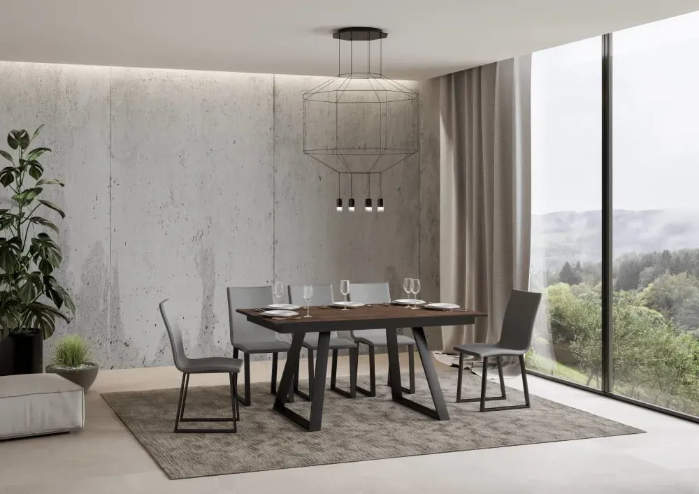 Illustration numéro 2 du produit Table extensible effet bois noyer 90x160/220 cm