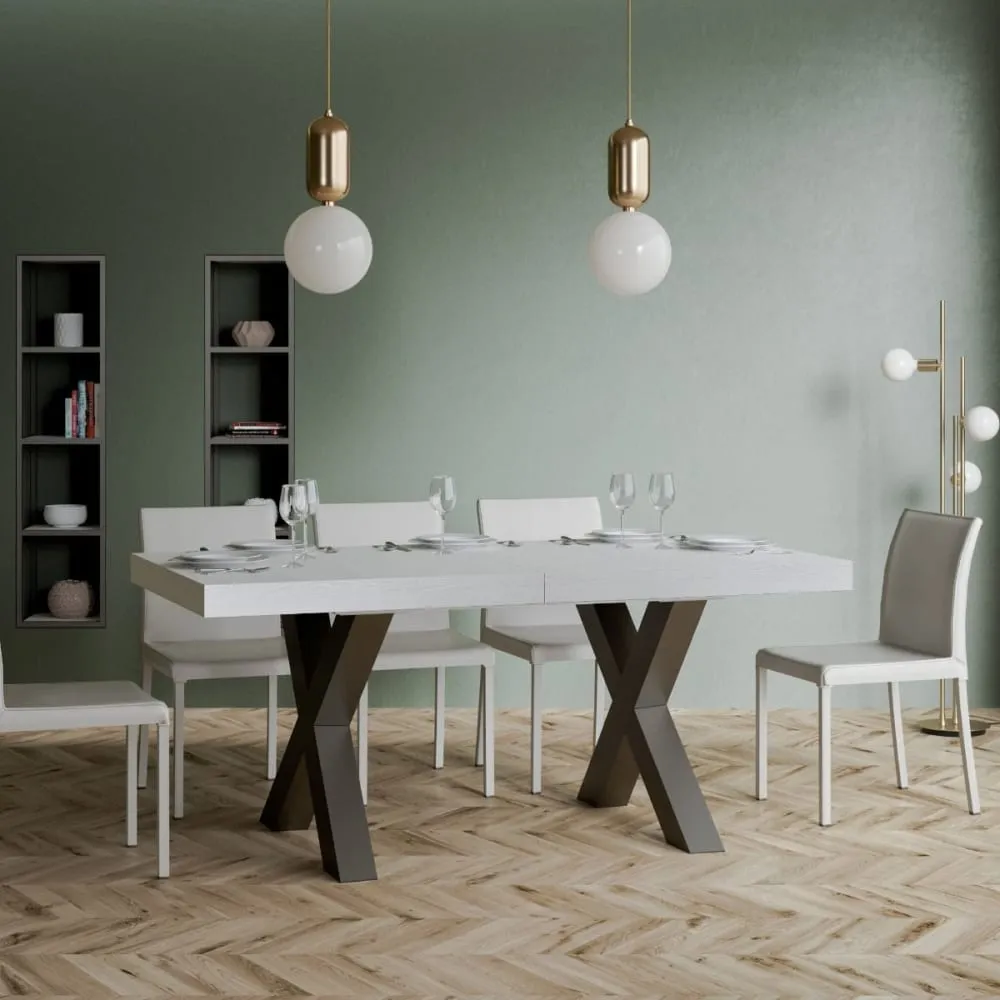 Illustration numéro 2 du produit Table extensible effet bois frêne blanc 90x180/440 cm