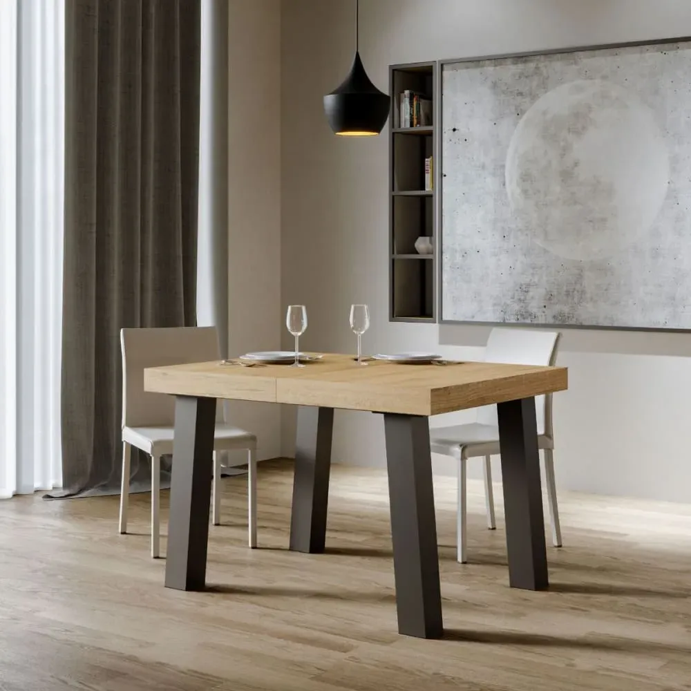 Illustration numéro 2 du produit Table extensible effet bois chêne nature 90x140/244 cm