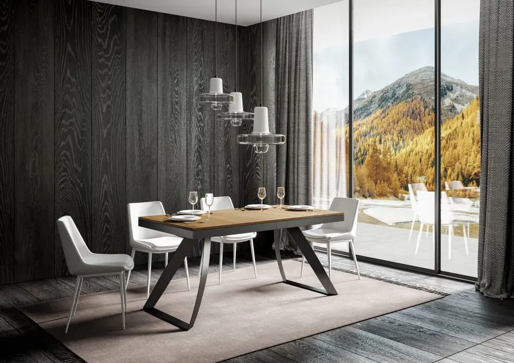 Illustration numéro 2 du produit Table extensible effet bois chêne nature 90x160/264 cm