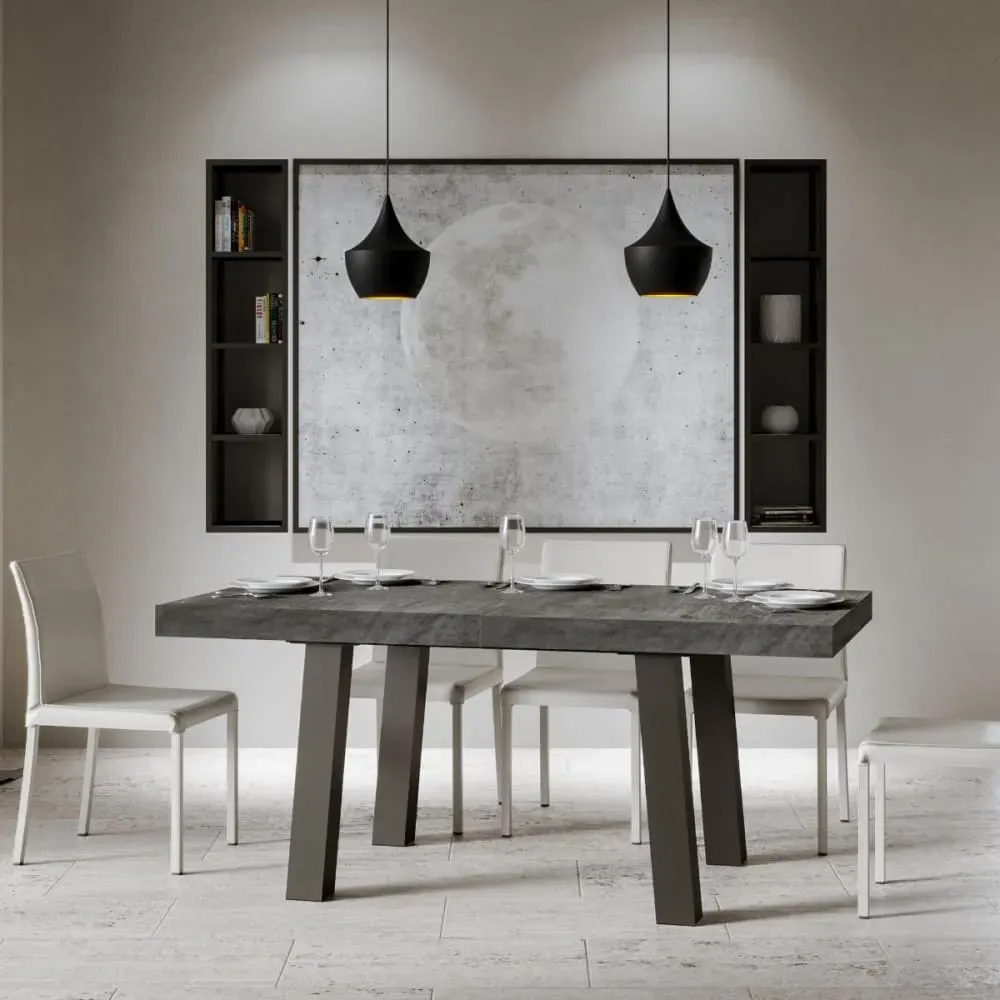 Illustration numéro 2 du produit Table extensible effet béton gris 90x160/264 cm