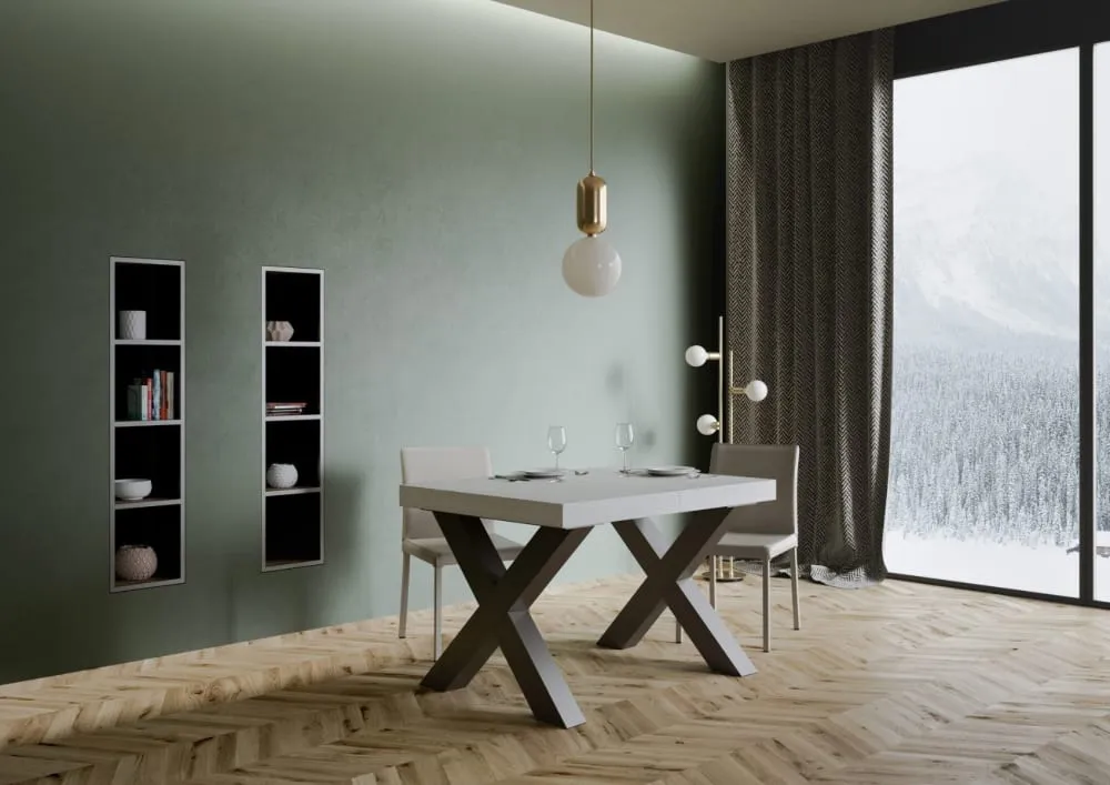 Illustration numéro 2 du produit Table extensible effet bois frêne blanc 90x120/224 cm
