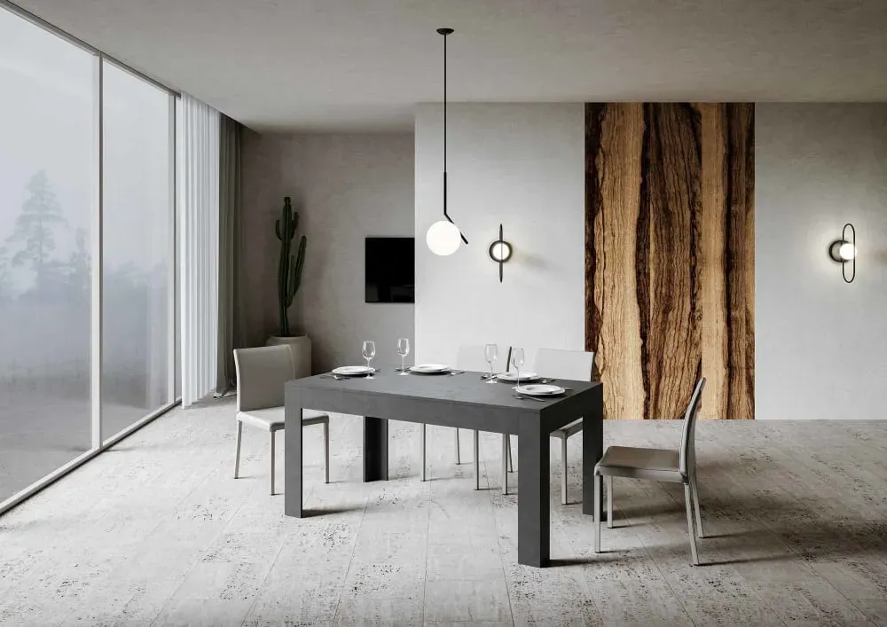 Illustration numéro 2 du produit Table extensible effet béton gris 90x160/220 cm