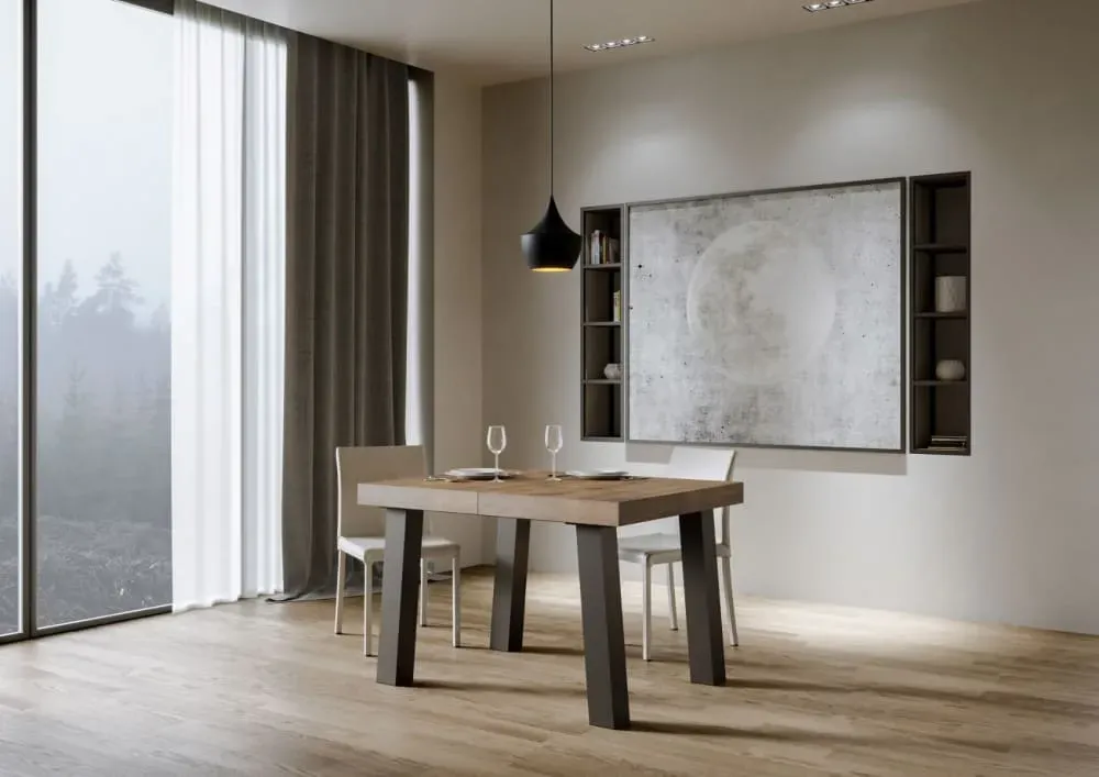 Illustration numéro 2 du produit Table extensible effet bois noyer 90x120/380 cm