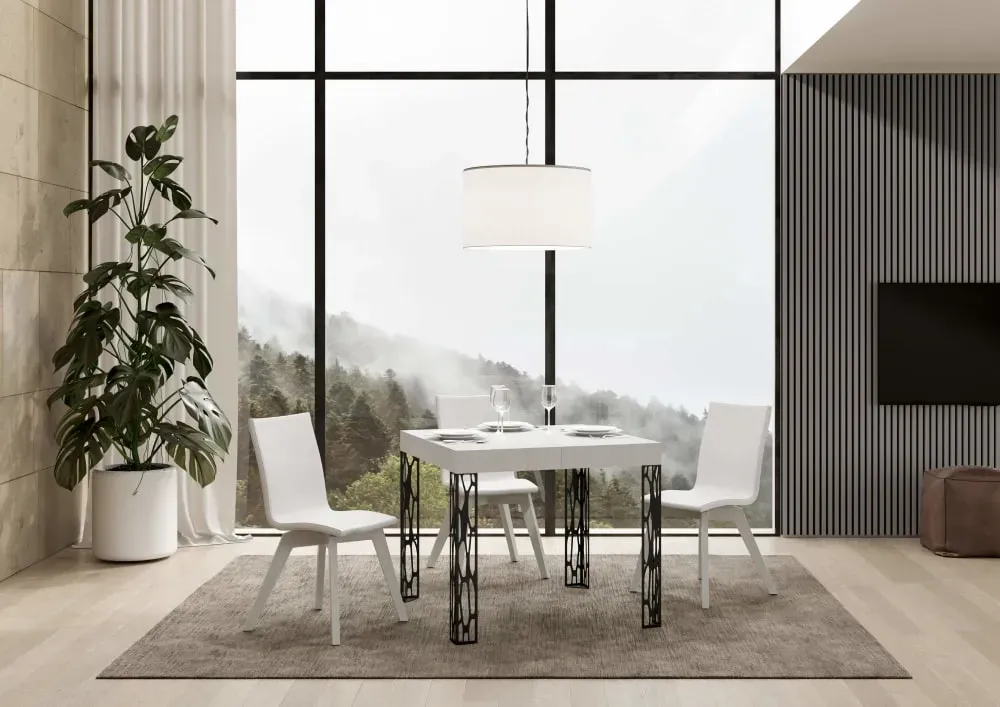 Illustration numéro 2 du produit Table extensible effet bois frêne blanc 90x90/246 cm