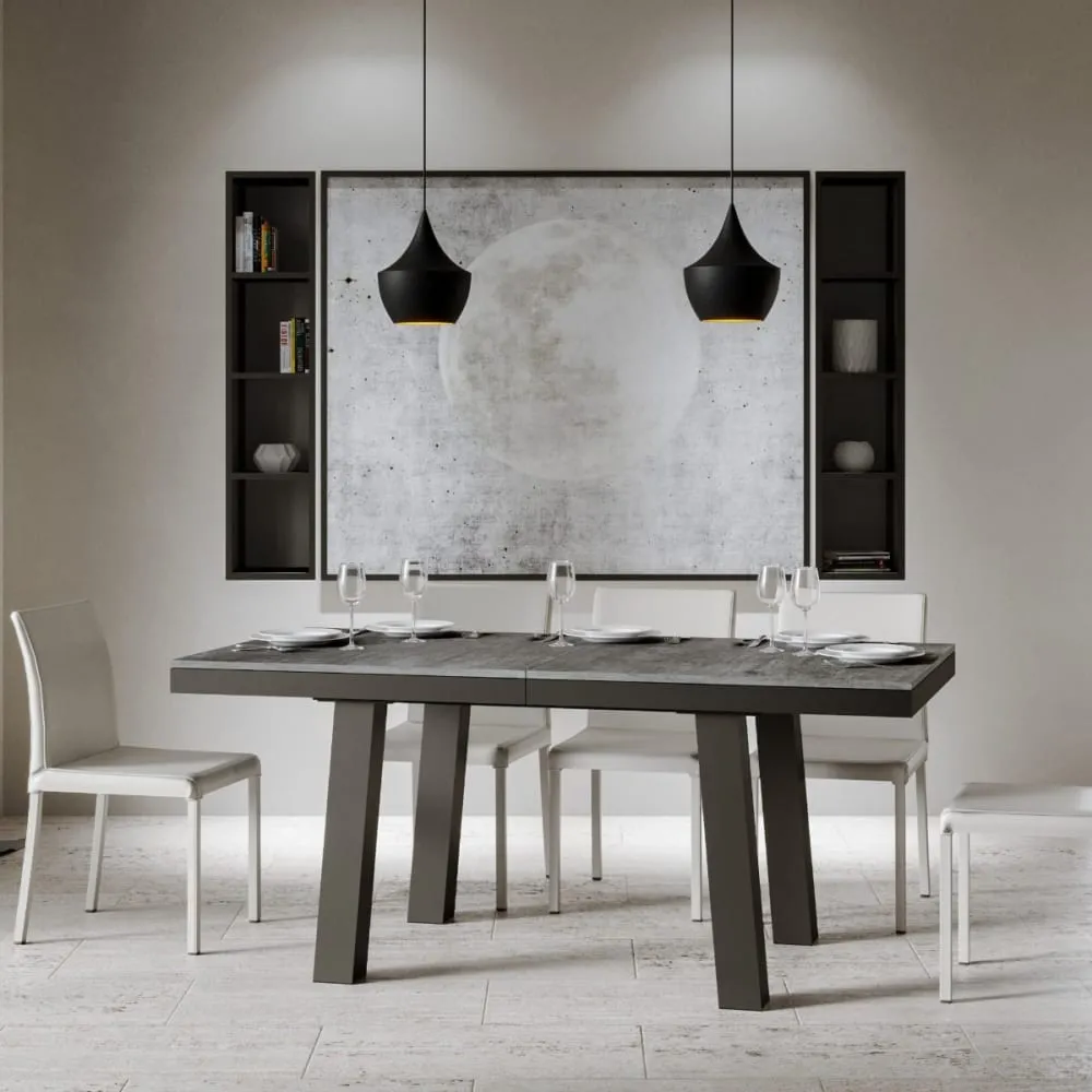 Illustration numéro 2 du produit Table extensible effet béton gris 90x180/440 cm