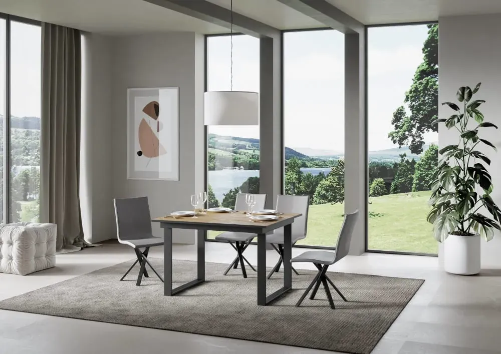 Illustration numéro 2 du produit Table extensible effet bois chêne nature 90x120/180 cm