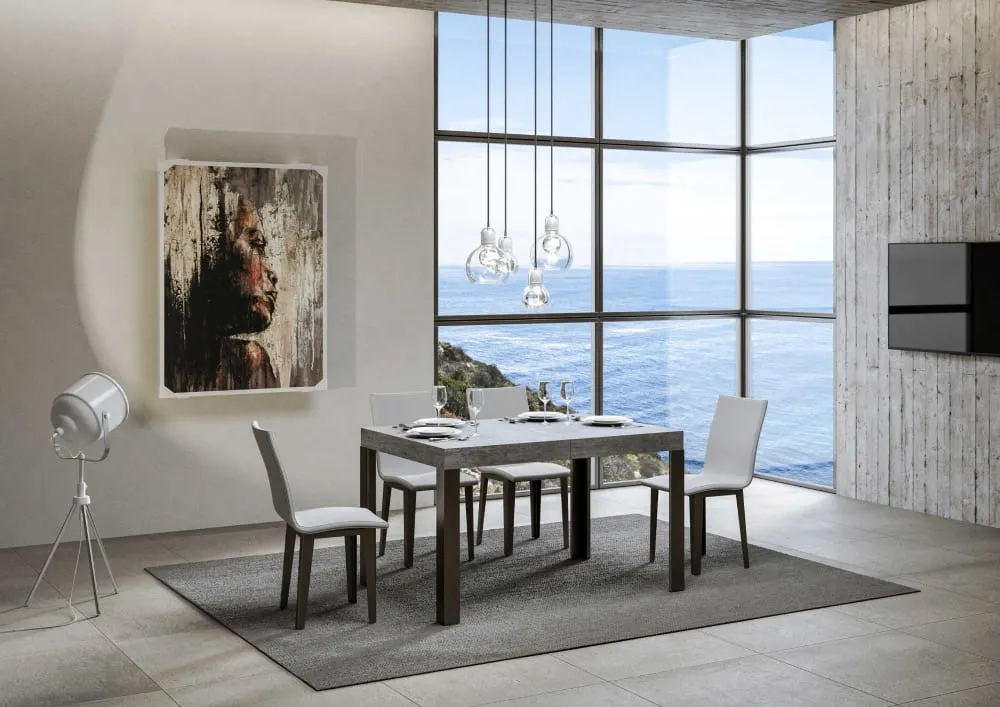 Illustration numéro 2 du produit Table extensible effet béton gris 80x140/224 cm