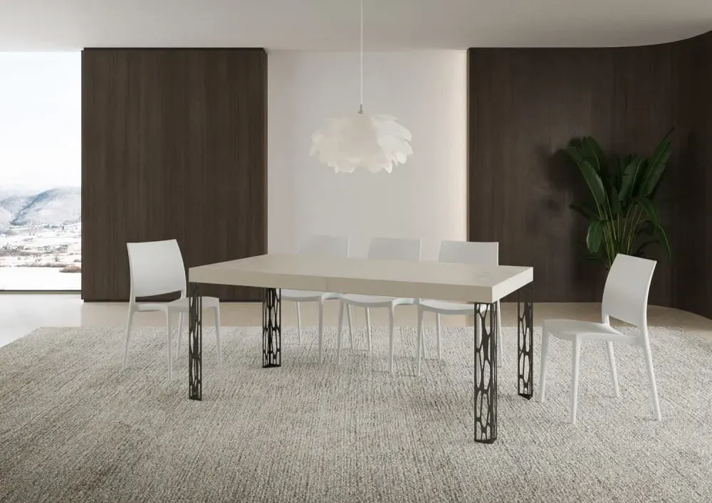 Illustration numéro 2 du produit Table extensible effet bois gris cachemire 80x160/244 cm