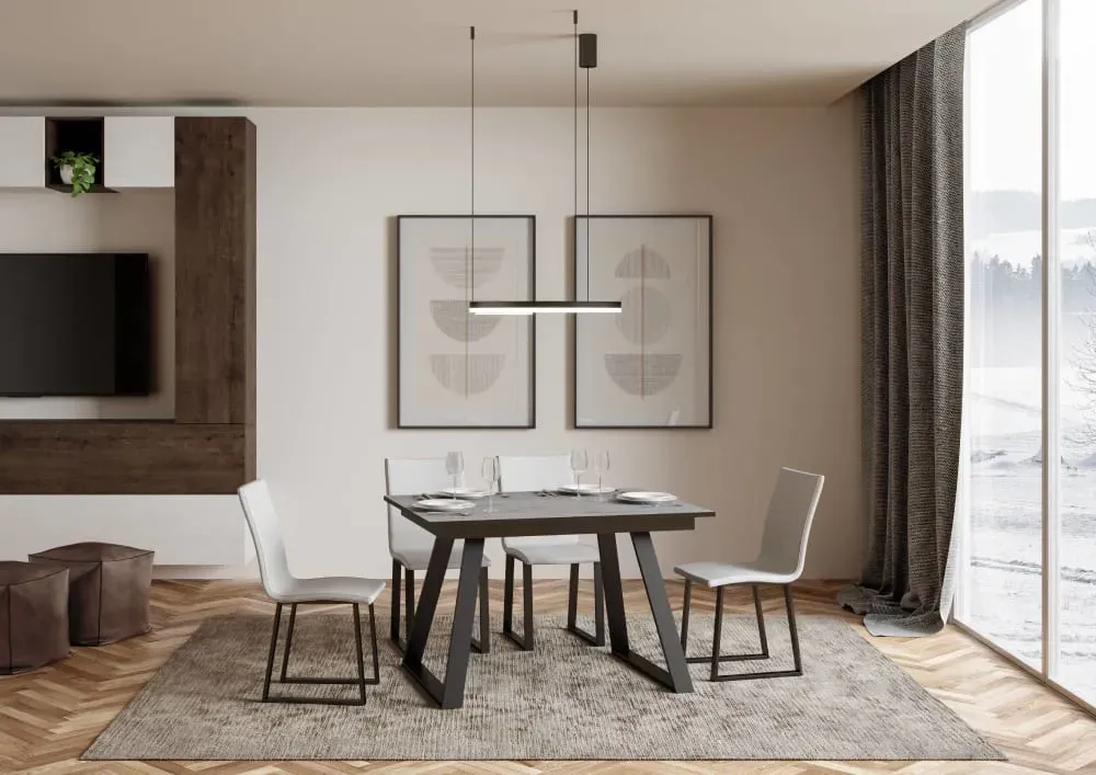 Illustration numéro 2 du produit Table extensible effet béton gris 90x120/180 cm