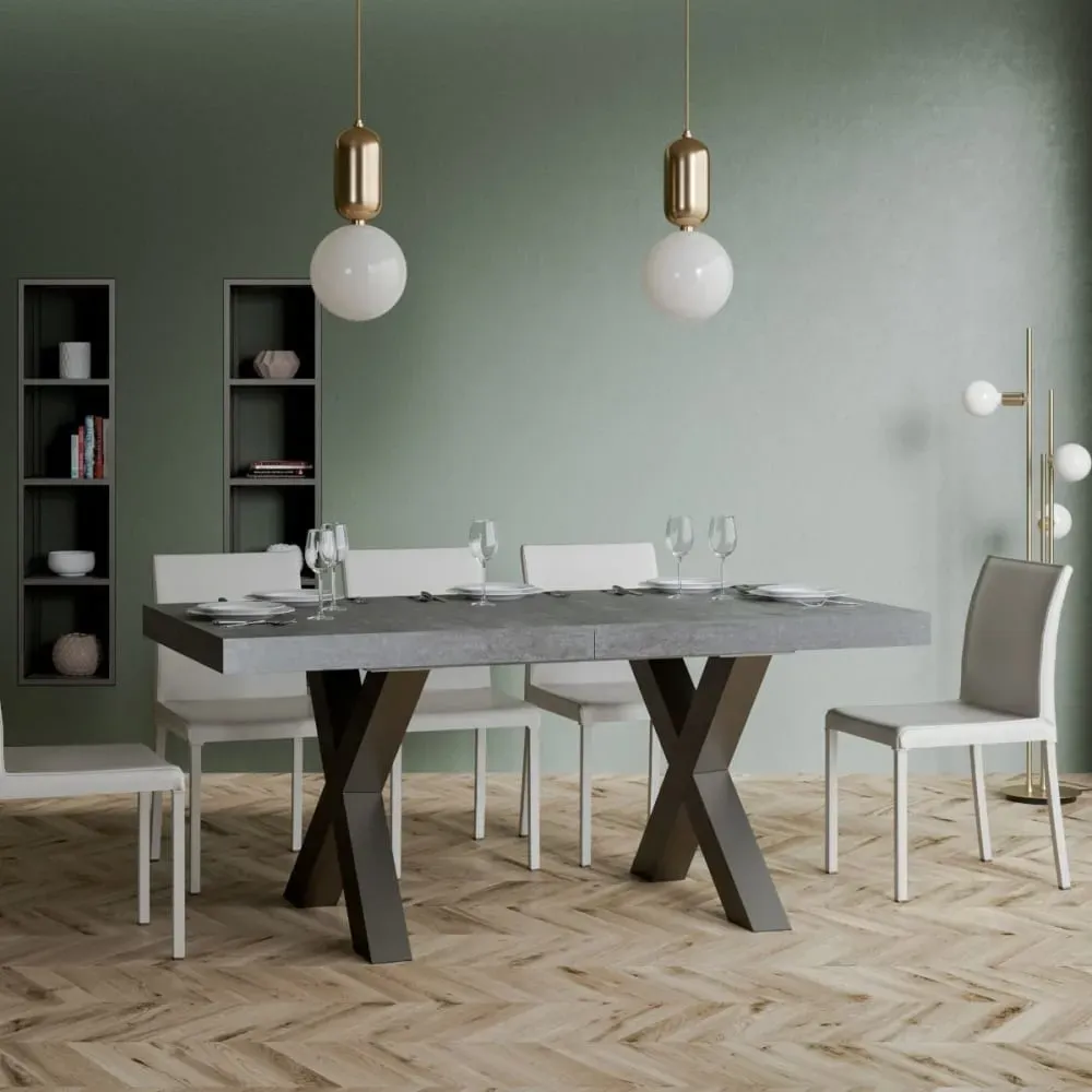 Illustration numéro 2 du produit Table extensible effet béton gris 90x200/460 cm