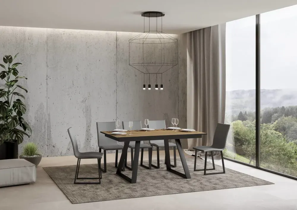 Illustration numéro 2 du produit Table extensible effet bois chêne nature 90x160/220 cm