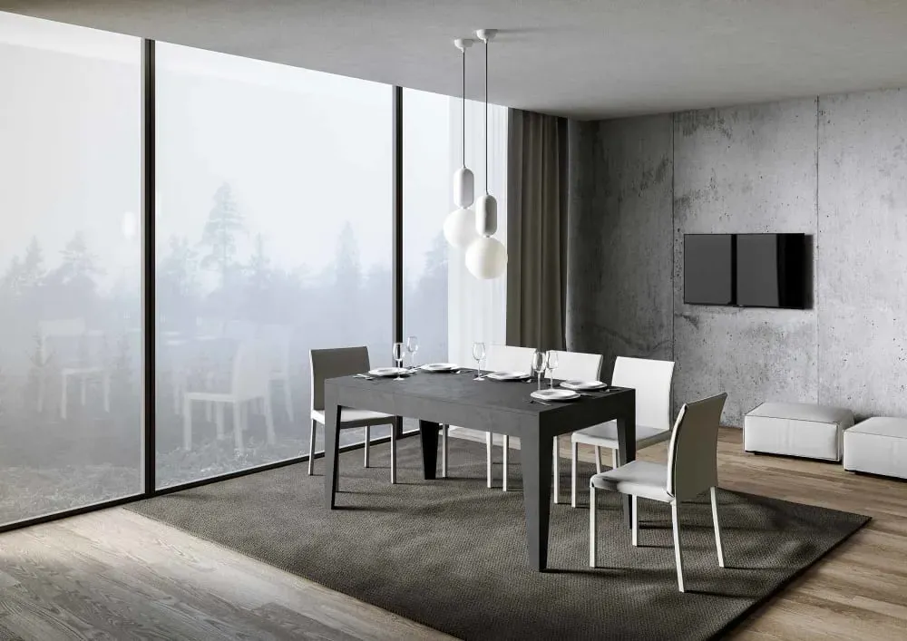 Illustration numéro 2 du produit Table extensible effet béton gris 90x160/220 cm